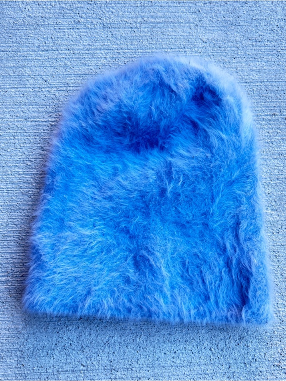 Blue Faux Fur Kids Beanie - Soft Winter Hat